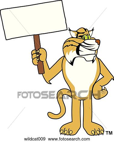 Wildcat with Sign View Large Illustration Stock Illustration - Wildcat with Sign. Fotosearch