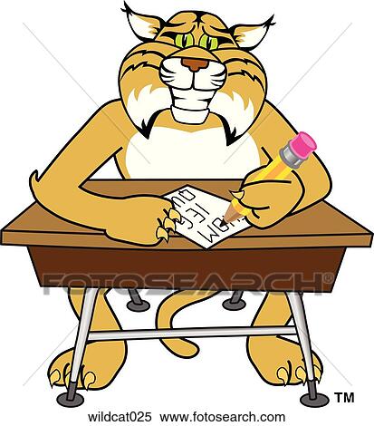 Stock Illustration - Wildcat Writing at Desk. Fotosearch
