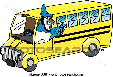 Blue Jay driving School Bus View Large Illustration Stock Illustration - Blue Jay driving School Bus. Fotosearch