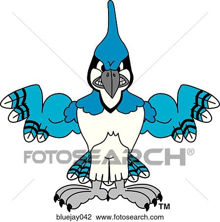 Blue Jay Flexing Muscles with angry face View Large Illustration Drawing - Blue Jay Flexing Muscles with angry face. Fotosearch