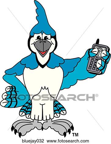 Blue Jay holding Phone View Large Illustration Drawing - Blue Jay holding Phone. Fotosearch