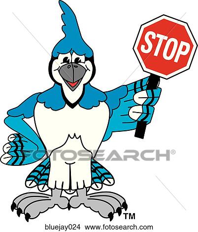 Blue Jay Holding Stop Sign View Large Illustration Stock Illustration - Blue Jay Holding Stop Sign. Fotosearch