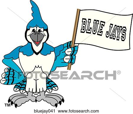Clip Art - Blue Jay holding Team Flag. Fotosearch