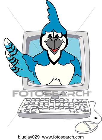 Stock Illustration - Blue Jay in Computer. Fotosearch