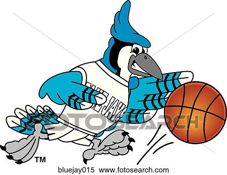 Stock Illustration - Blue Jay playing Basketball. Fotosearch