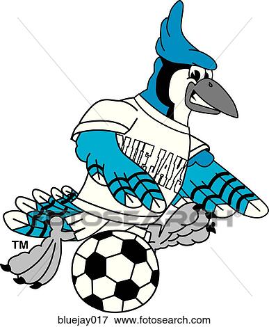 Stock Illustration - Blue Jay playing Soccer. Fotosearch