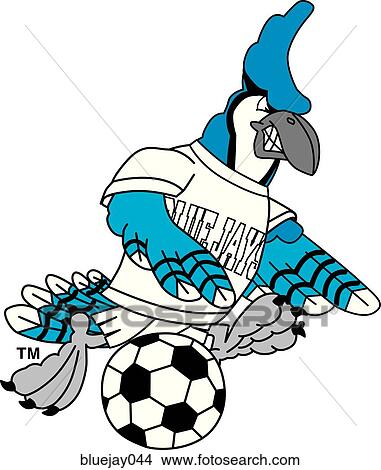 Blue Jay playing Soccer with angry face View Large Illustration Stock Illustration - Blue Jay playing Soccer with angry face. Fotosearch