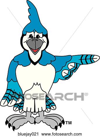 Clip Art - Blue Jay Pointing to the Side. Fotosearch