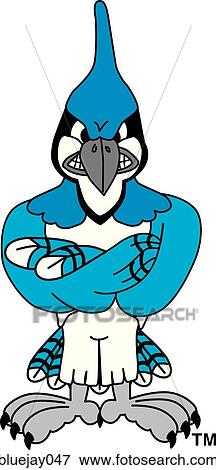 Stock Illustration - Blue Jay with Arms Crossed with angry face. Fotosearch