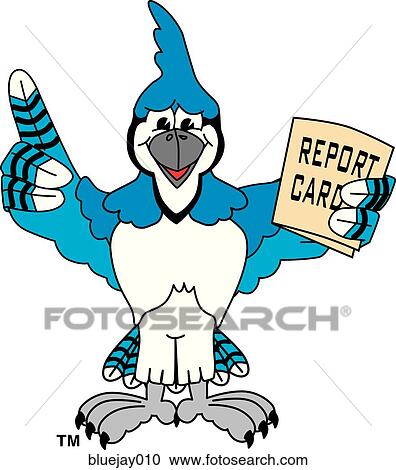 Blue Jay with Report Card View Large Illustration Clipart - Blue Jay with Report Card. Fotosearch