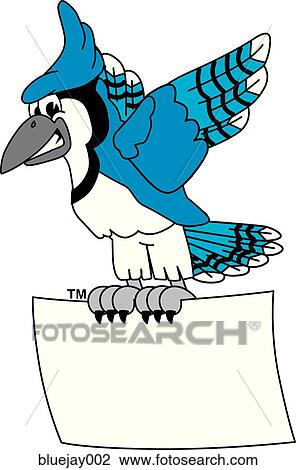 Blue Jay with Sign View Large Illustration Drawing - Blue Jay with Sign. Fotosearch
