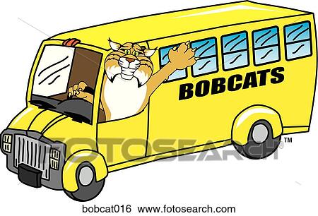 Bobcat driving School Bus View Large Illustration Stock Illustration - Bobcat driving School Bus. Fotosearch