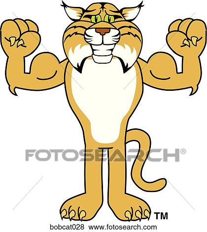 Stock Illustration - Bobcat Flexing Muscles. Fotosearch