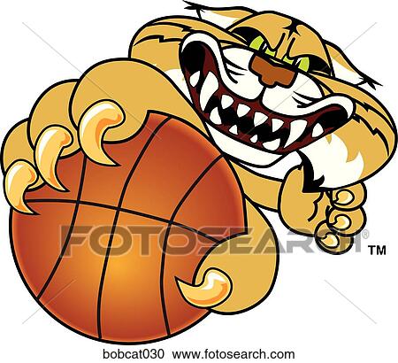 Bobcat holding Basketball with angry face View Large Illustration Clipart - Bobcat holding Basketball with angry face. Fotosearch