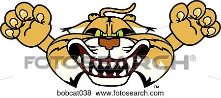 Stock Illustration - Bobcat jumping with angry face. Fotosearch