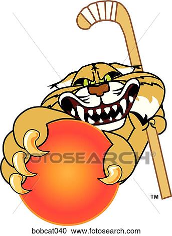 Bobcat playing Field Hockey View Large Illustration Clipart - Bobcat playing Field Hockey. Fotosearch