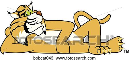 Bobcat Relaxing View Large Illustration Drawing - Bobcat Relaxing. Fotosearch
