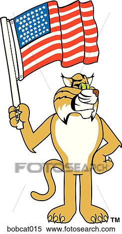 Stock Illustration - Bobcat With American Flag. Fotosearch