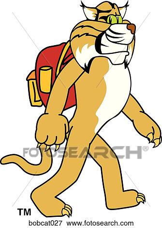 Stock Illustration - Bobcat with Backpack. Fotosearch