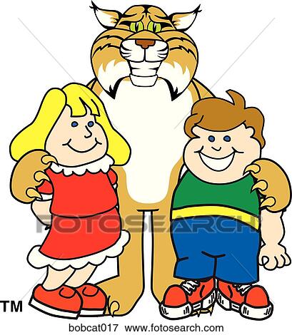 Stock Illustration - Bobcat with Children. Fotosearch