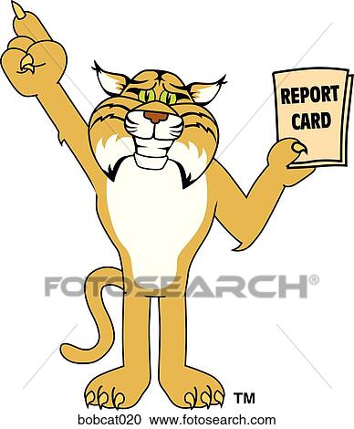 Clipart - Bobcat with Report Card. Fotosearch