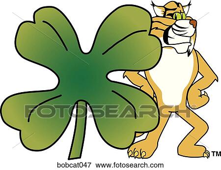 Stock Illustration - Bobcat with Shamrock. Fotosearch