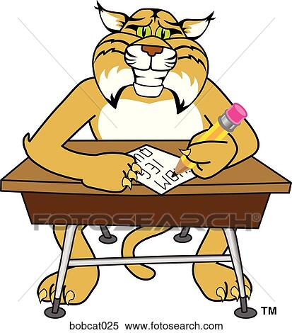 Bobcat Writing at Desk View Large Illustration Stock Illustration - Bobcat Writing at Desk. Fotosearch