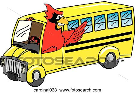 Cardinal driving School Bus View Large Illustration Stock Illustration - Cardinal driving School Bus. Fotosearch