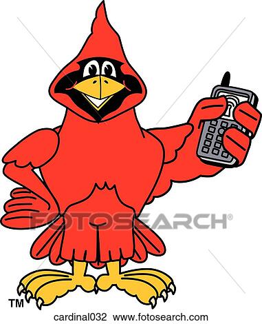 Cardinal holding Phone View Large Illustration Drawing - Cardinal holding Phone. Fotosearch