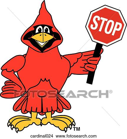 Stock Illustration - Cardinal Holding Stop Sign. Fotosearch