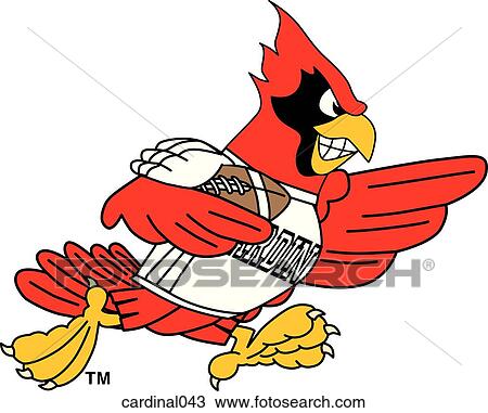 Drawing - Cardinal playing Football with angry face. Fotosearch