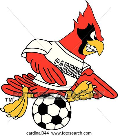 Cardinal playing Soccer with angry face View Large Illustration Stock Illustration - Cardinal playing Soccer with angry face. Fotosearch
