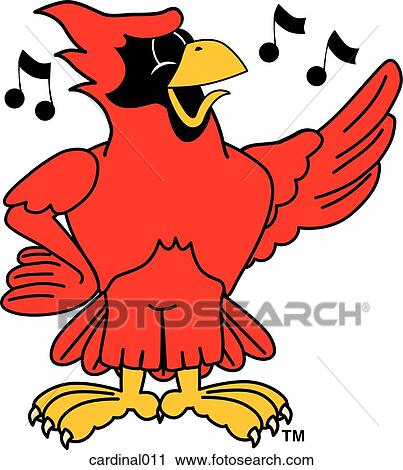 Clip Art - Cardinal Singing. Fotosearch