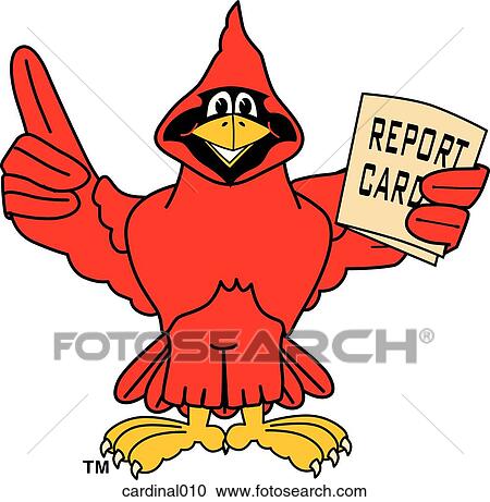 Cardinal with Report Card View Large Illustration Clipart - Cardinal with Report Card. Fotosearch