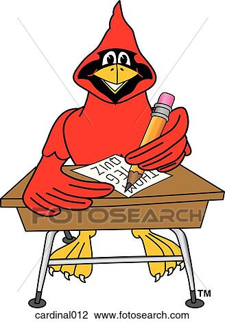 Drawing - Cardinal Writing at Desk. Fotosearch