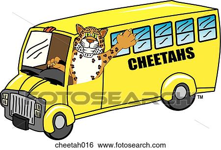 Cheetah driving School Bus View Large Illustration Stock Illustration - Cheetah driving School Bus. Fotosearch