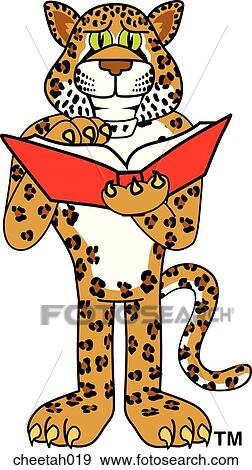 Stock Illustration - Cheetah Reading Book. Fotosearch