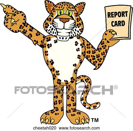 Clipart - Cheetah with Report Card. Fotosearch