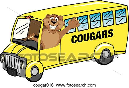 Cougar driving School Bus View Large Illustration Stock Illustration - Cougar driving School Bus. Fotosearch
