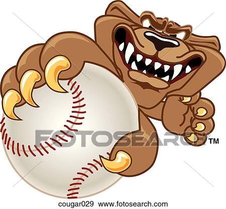 Cougar holding Baseball with angry face View Large Illustration Stock Illustration - Cougar holding Baseball with angry face. Fotosearch