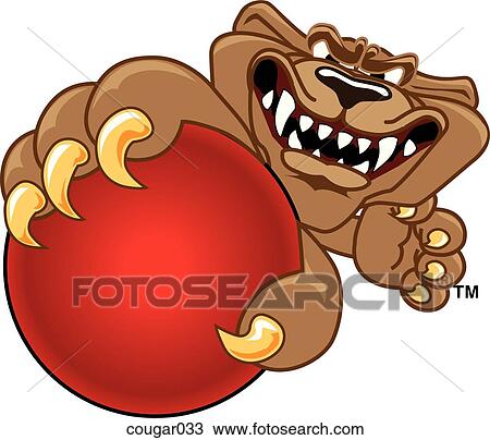 Cougar holding Dodgeball with angry face View Large Illustration Drawing - Cougar holding Dodgeball with angry face. Fotosearch