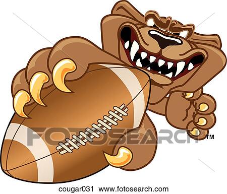 Cougar holding Football with angry face View Large Illustration Clip Art - Cougar holding Football with angry face. Fotosearch