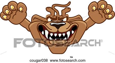 Stock Illustration - Cougar jumping with angry face. Fotosearch