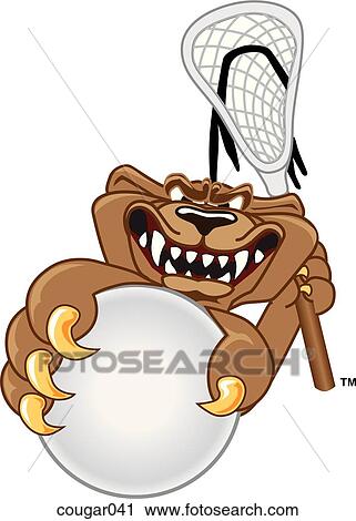 Clip Art - Cougar playing Lacrosse. Fotosearch