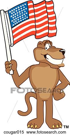 Cougar With American Flag View Large Illustration Stock Illustration - Cougar With American Flag. Fotosearch