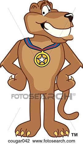Cougar With Medal View Large Illustration Drawing - Cougar With Medal. Fotosearch
