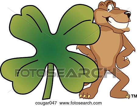 Stock Illustration - Cougar with Shamrock. Fotosearch