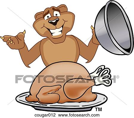 Cougar With Thanksgiving Turkey View Large Illustration Drawing - Cougar With Thanksgiving Turkey. Fotosearch