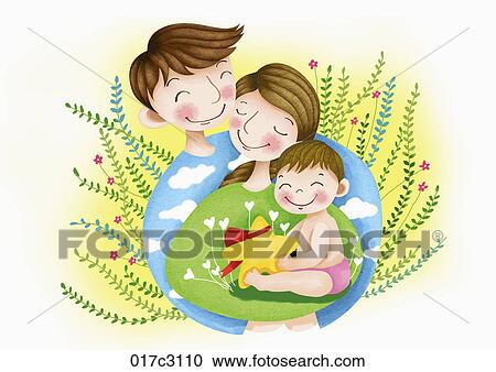 blissful family View Large Clip Art Graphic Clipart - blissful family. Fotosearch