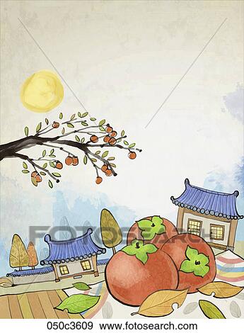 Chuseok and Autumn air View Large Clip Art Graphic Clip Art - Chuseok and Autumn air. Fotosearch